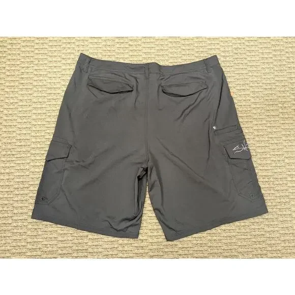 Salt Life SLX-QD Hybrid Shorts Men’s 40 Vapor Stretch Cargo Black Swim Beach - Picture 2 of 9